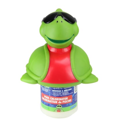 Pool Central 11.5 in. Turtle with Sunglasses Floating Swimming Pool Chlorine Dispenser 32817323